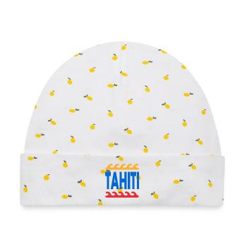 Tahiti - French Polynesia - Polynesien - Strand - Baby Premium Organic Mütze - Weiß/Zitronengelb - Vorne