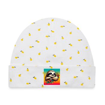 Faultier - Baby Premium Organic Mütze - Weiß/Zitronengelb - Vorne