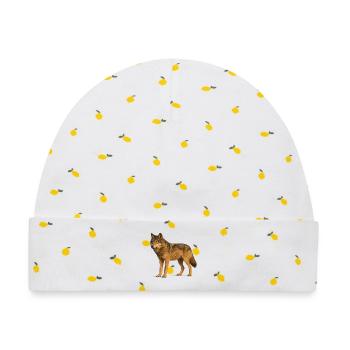 Wolf in der Wildnis - Baby Premium Organic Mütze - Weiß/Zitronengelb - Vorne
