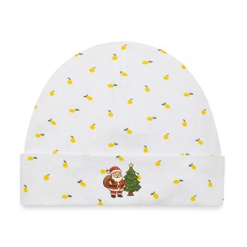 Weihnachtsmann mit Tannenbaum Illustration - Baby Premium Organic Mütze - Weiß/Zitronengelb - Vorne