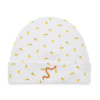 Orange Zickzack-Schlange Illustration - Baby Premium Organic Mütze - Weiß/Zitronengelb - Vorne