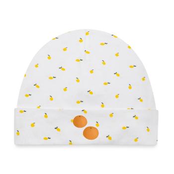 Mandarin-Orangen - Baby Premium Organic Mütze - Weiß/Zitronengelb - Vorne