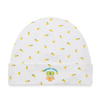 Komfortzone Aufladen Motto - Baby Premium Organic Mütze - Weiß/Zitronengelb - Vorne