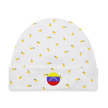 Venezuela-Rundflagge - Baby Premium Organic Mütze - Weiß/Zitronengelb - Vorne