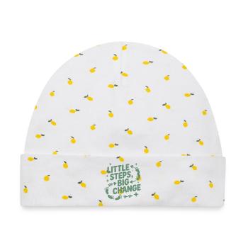 Kleine Schritte, große Veränderung - Baby Premium Organic Mütze - Weiß/Zitronengelb - Vorne