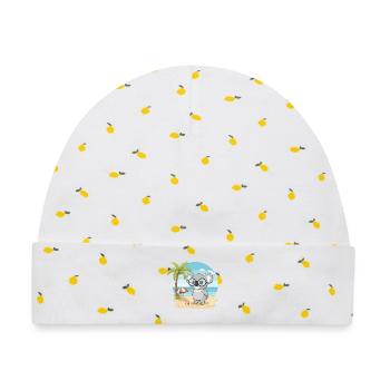 Süßer Koala mit Brille Strand-Sommerurlaub - Baby Premium Organic Mütze - Weiß/Zitronengelb - Vorne