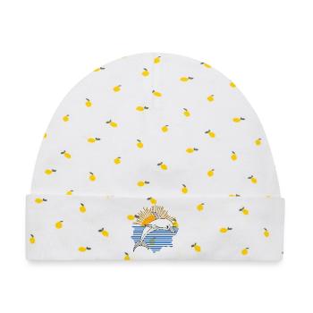 Delfin - Baby Premium Organic Mütze - Weiß/Zitronengelb - Vorne