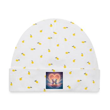 Neondrachen verliebt - Baby Premium Organic Mütze - Weiß/Zitronengelb - Vorne