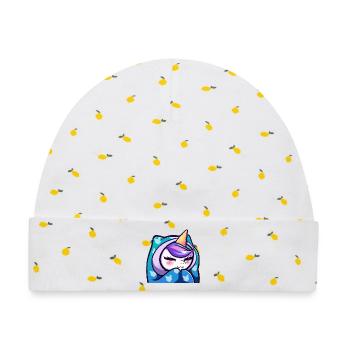 Lya Einhorn Cozy - Baby Premium Organic Mütze - Weiß/Zitronengelb - Vorne