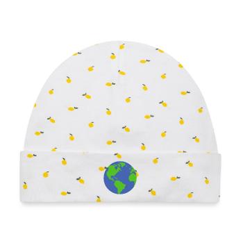Planet Erde - Baby Premium Organic Mütze - Weiß/Zitronengelb - Vorne