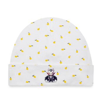Chibi Vampir im Anzug mit Cape - Baby Premium Organic Mütze - Weiß/Zitronengelb - Vorne
