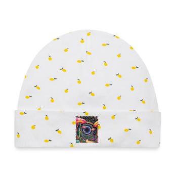 Kaleidoskop Waldpfad Pilze - Baby Premium Organic Mütze - Weiß/Zitronengelb - Vorne