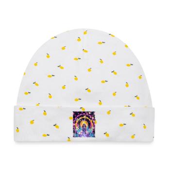 Mandala Meditation Aura - Baby Premium Organic Mütze - Weiß/Zitronengelb - Vorne