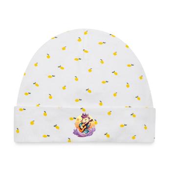 Kawaii Drache mit Gitarre am Meer - Baby Premium Organic Mütze - Weiß/Zitronengelb - Vorne