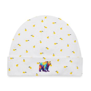 Bunte Bärenregenbogen-Pop-Art-Aquarell - Baby Premium Organic Mütze - Weiß/Zitronengelb - Vorne