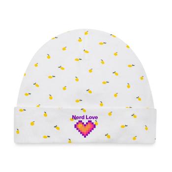 Nerd Love – Pixel Heart, Gamer Lovee Language - Baby Premium Organic Mütze - Weiß/Zitronengelb - Vorne