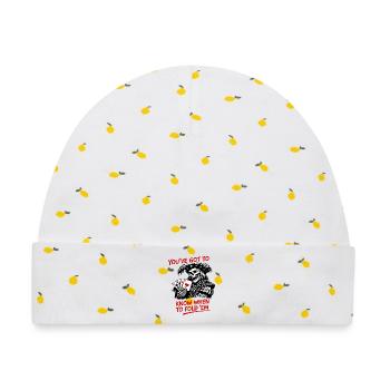 Piratenskelett Pokerweisheit - Baby Premium Organic Mütze - Weiß/Zitronengelb - Vorne