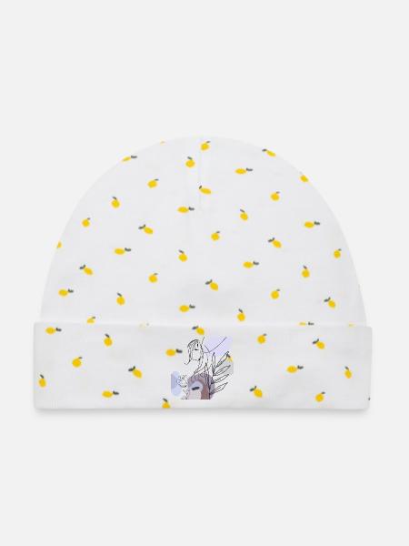 Abstrakte Silhouette mit Pastellformen - Baby Premium Organic Mütze - Weiß/Zitronengelb