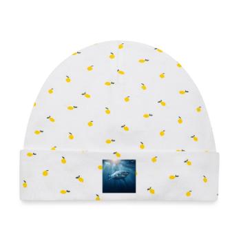 Weißer Hai im Sonnenlicht Design Ozean - Baby Premium Organic Mütze - Weiß/Zitronengelb - Vorne