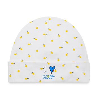 Meeresliebe Herz Wellen Illustration - Baby Premium Organic Mütze - Weiß/Zitronengelb - Vorne