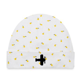 Flugzeug - Baby Premium Organic Mütze - Weiß/Zitronengelb - Vorne