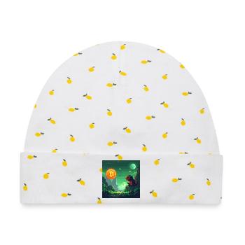 Space Bitcoin Odyssee - Baby Premium Organic Mütze - Weiß/Zitronengelb - Vorne