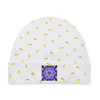 Neon-Lotus Kaleidoskop - Baby Premium Organic Mütze - Weiß/Zitronengelb - Vorne