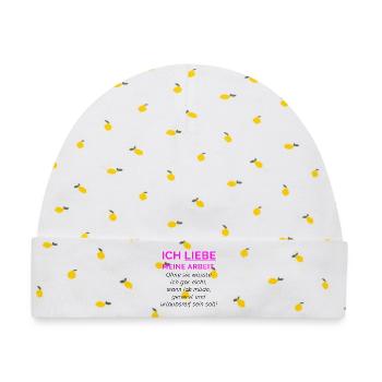 Ich liebe meine Arbeit Neon Pink - Baby Premium Organic Mütze - Weiß/Zitronengelb - Vorne