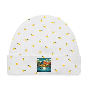 Bergsee-Dämmerung - Baby Premium Organic Mütze - Weiß/Zitronengelb - Vorne