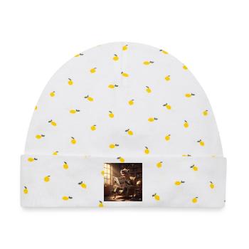 Literarische Hyäne im Salon - Baby Premium Organic Mütze - Weiß/Zitronengelb - Vorne