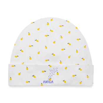 Anica als Segeln - Baby Premium Organic Mütze - Weiß/Zitronengelb - Vorne