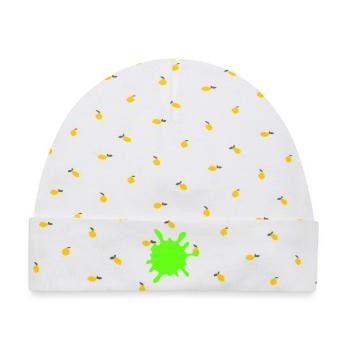 Neon Spritzer Splatter - Baby Premium Organic Mütze - Weiß/Zitronengelb - Vorne