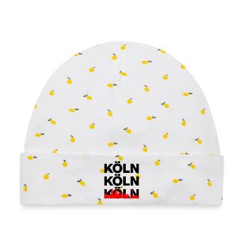 KÖLN SKYLINE – DOM POWER! - Baby Premium Organic Mütze - Weiß/Zitronengelb - Vorne