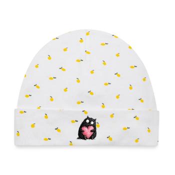 Katzenliebe  - Baby Premium Organic Mütze - Weiß/Zitronengelb - Vorne