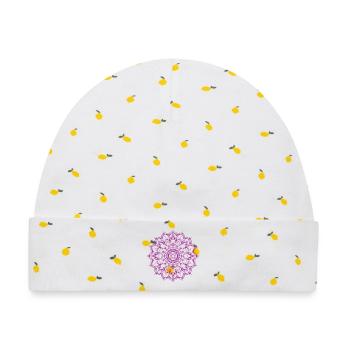 Mandala - Baby Premium Organic Mütze - Weiß/Zitronengelb - Vorne