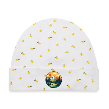 Wald Berge Natur Wandern Bergsteigen Motiv - Baby Premium Organic Mütze - Weiß/Zitronengelb - Vorne
