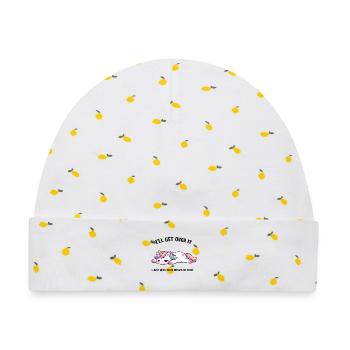 Schlafendes Einhorn Drama Spruch - Baby Premium Organic Mütze - Weiß/Zitronengelb - Vorne