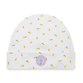 Mandala - Baby Premium Organic Mütze - Weiß/Zitronengelb - Vorne