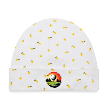 Golfball Golfplatz Golftee Landschaft Golf Motiv - Baby Premium Organic Mütze - Weiß/Zitronengelb - Vorne