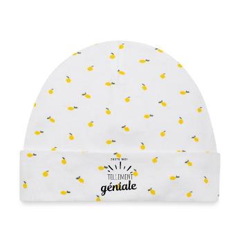 Großartiger Text - Baby Premium Organic Mütze - Weiß/Zitronengelb - Vorne