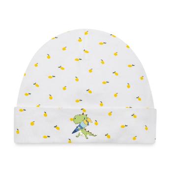 Dino mit Schultüte - Baby Premium Organic Mütze - Weiß/Zitronengelb - Vorne