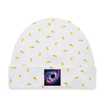 Schwarzes Loch im Neon-Galaxie - Baby Premium Organic Mütze - Weiß/Zitronengelb - Vorne