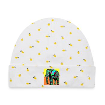 Elefant - Baby Premium Organic Mütze - Weiß/Zitronengelb - Vorne