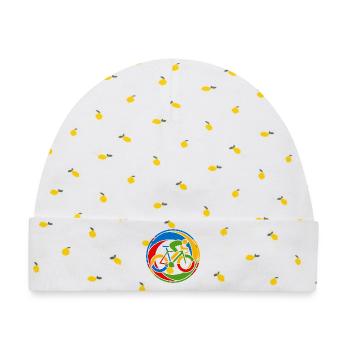 Buntes Fahrrad Rennrad Kunst Motiv - Baby Premium Organic Mütze - Weiß/Zitronengelb - Vorne