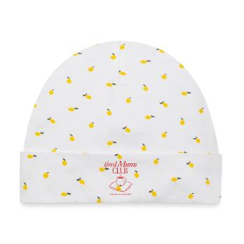 TiredMims Club – KaffeeLiebe - Baby Premium Organic Mütze - Weiß/Zitronengelb - Vorne