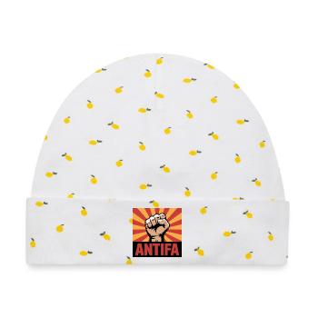 Antifa - Antifascist Merch - Baby Premium Organic Mütze - Weiß/Zitronengelb - Vorne