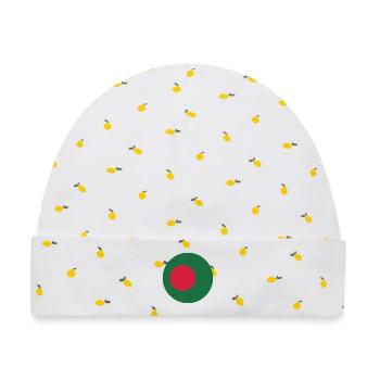 Runde bangladeschische Flagge - Baby Premium Organic Mütze - Weiß/Zitronengelb - Vorne