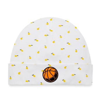 Basketball Ball - Baby Premium Organic Mütze - Weiß/Zitronengelb - Vorne