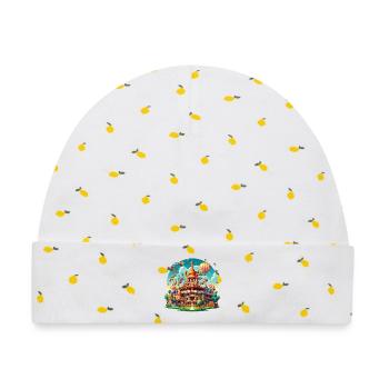 Fantasiepark Luftschiff-Karussell - Baby Premium Organic Mütze - Weiß/Zitronengelb - Vorne