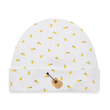 Akustische Gitarrensilhouette - Baby Premium Organic Mütze - Weiß/Zitronengelb - Vorne